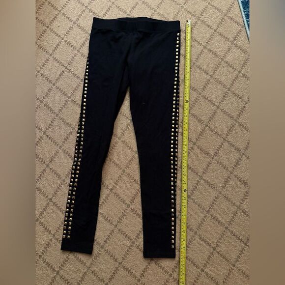 Nordstrom Black leggings w triple row gold stud detail NWOT S - Picture 2 of 5